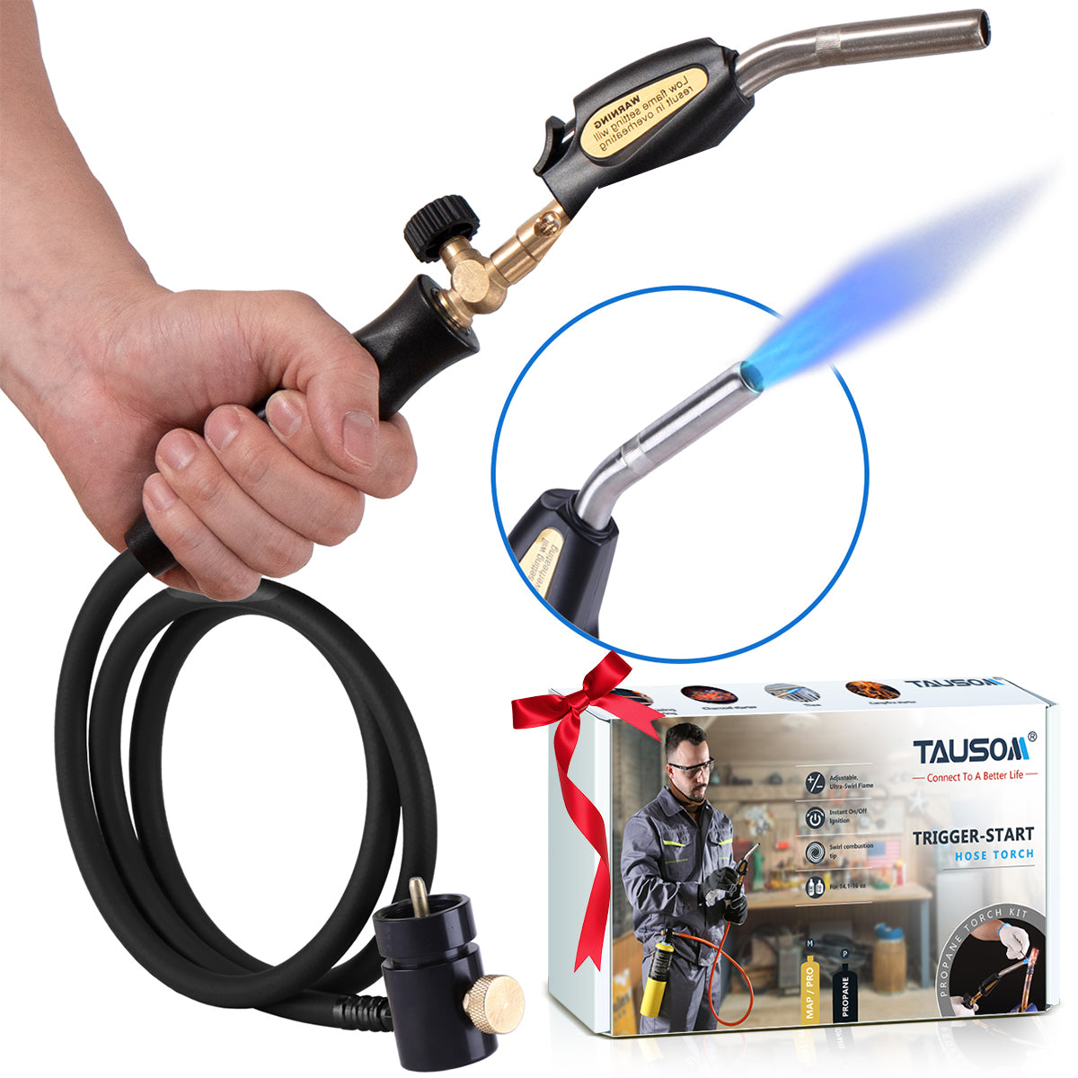 MAPP Gas Torch Kit with Igniter – High-Heat MAP Gas Torch for Soldering, Brazing, Welding – Compatible with Propane – Not Include Gas – Christmas Gift for DIYers, HVAC, Mechanics