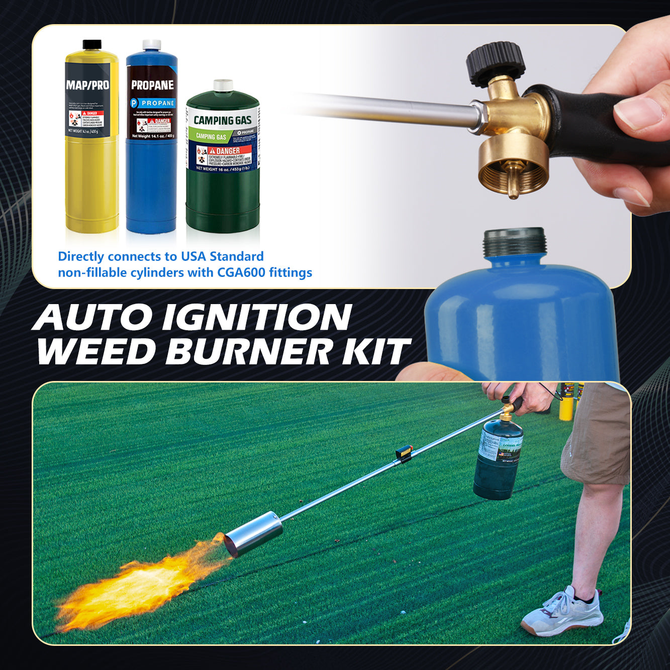 Tausom Heavy-Duty Propane Weed Burner | High-Heat Outdoor Torch for Weeding & Ice Melting