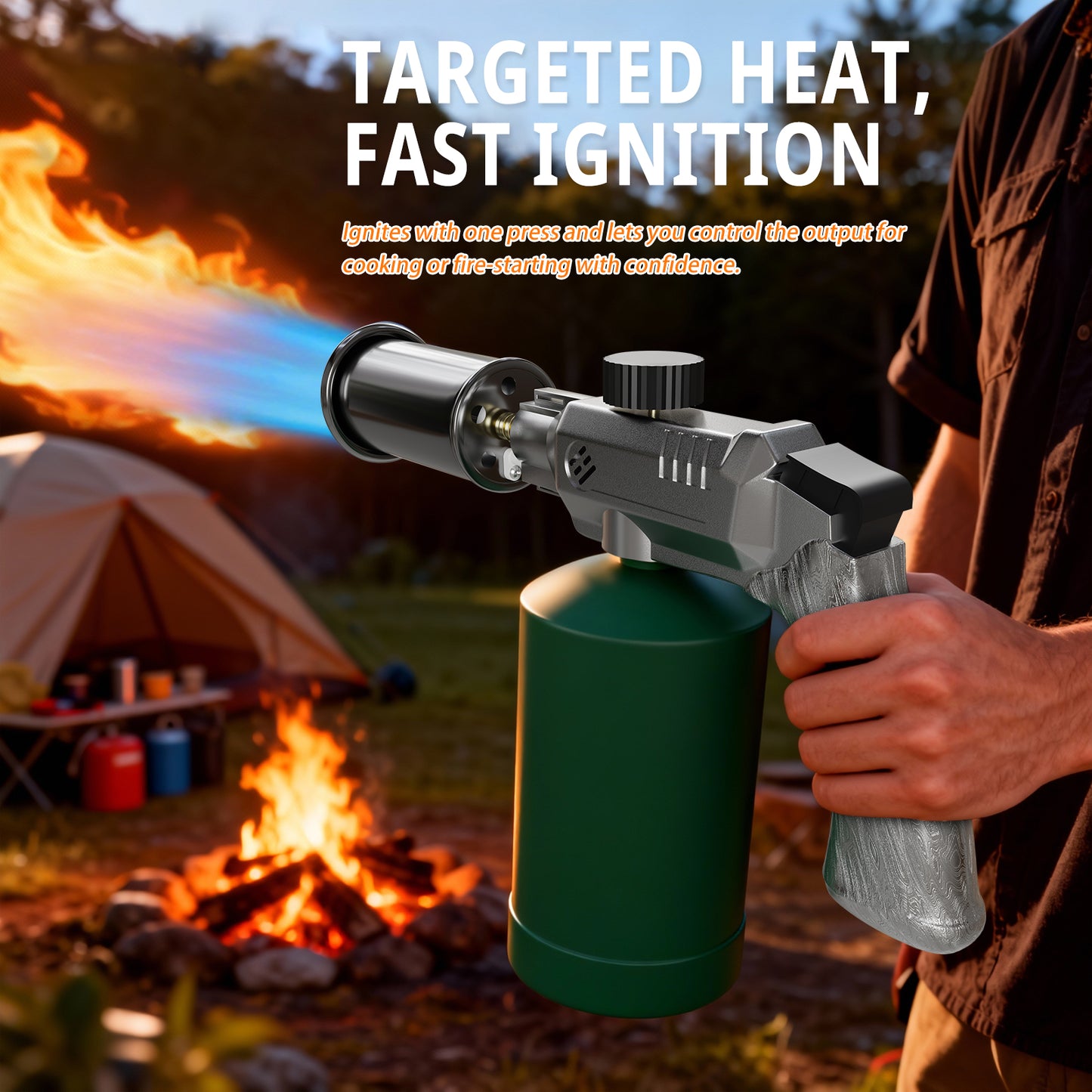 Tausom Camo Culinary Torch | One-Touch Ignition Cooking Blow Torch for BBQ & Kitchen