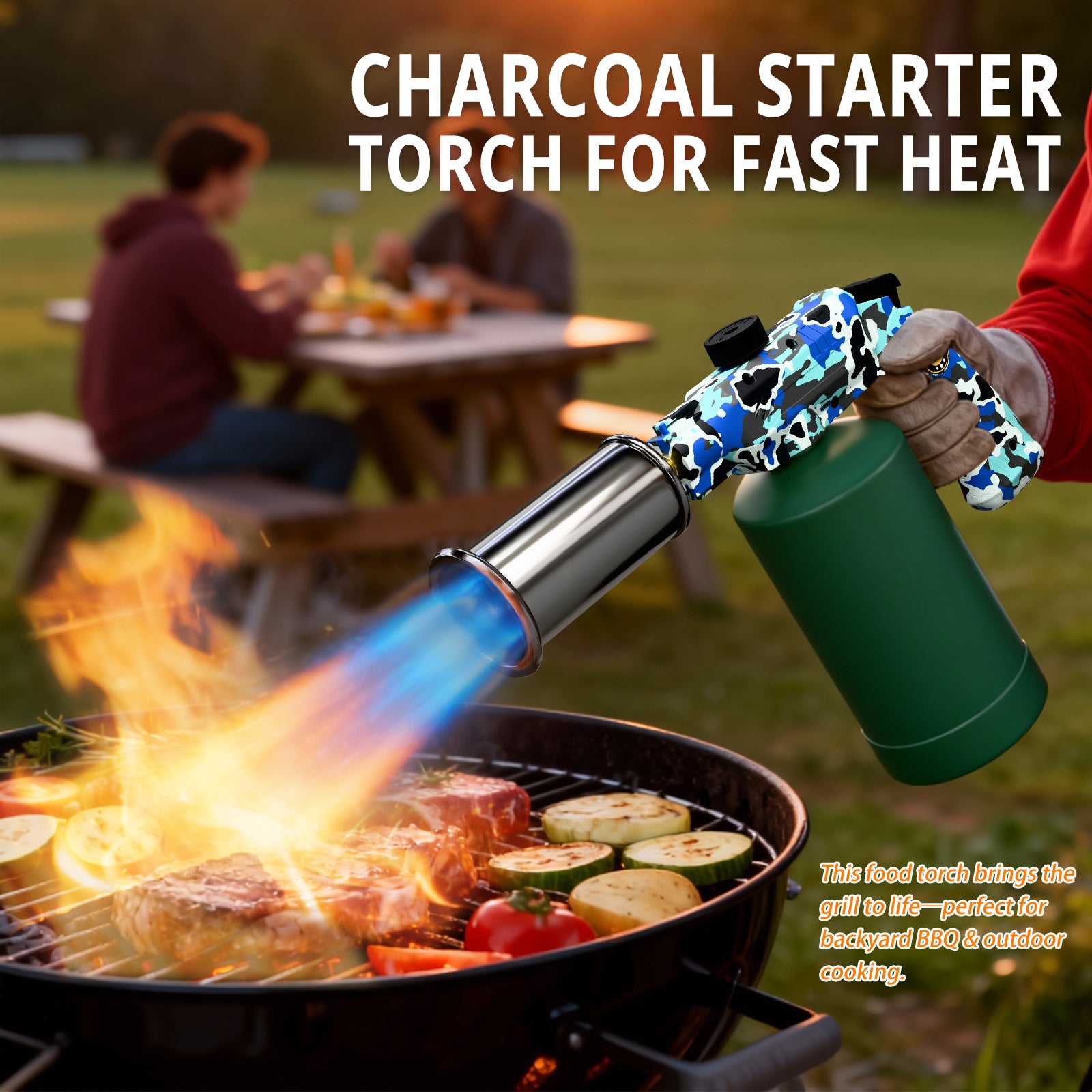 Kitchen Torch Propane Torch Head for Cooking - Adjustable Blow Torch for Sous Vide, BBQ, Crème Brûlée, Grill Torch with Hand Torch Design - Food Torch for Culinary & Kitchen Use, Compatible with 14oz