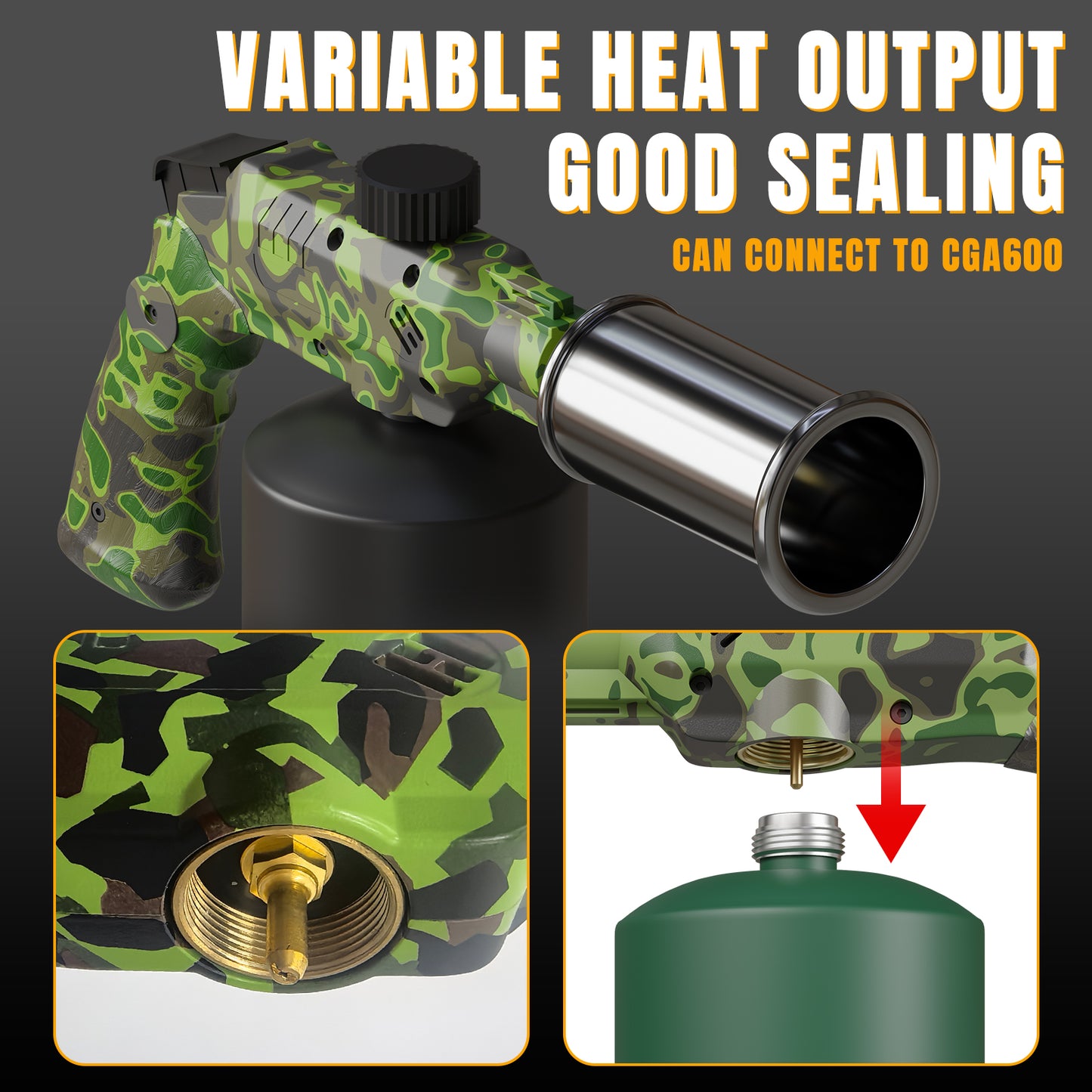 Tausom Powerful Cooking Torch Head | Adjustable High-Heat Blow Torch for BBQ & Campfire