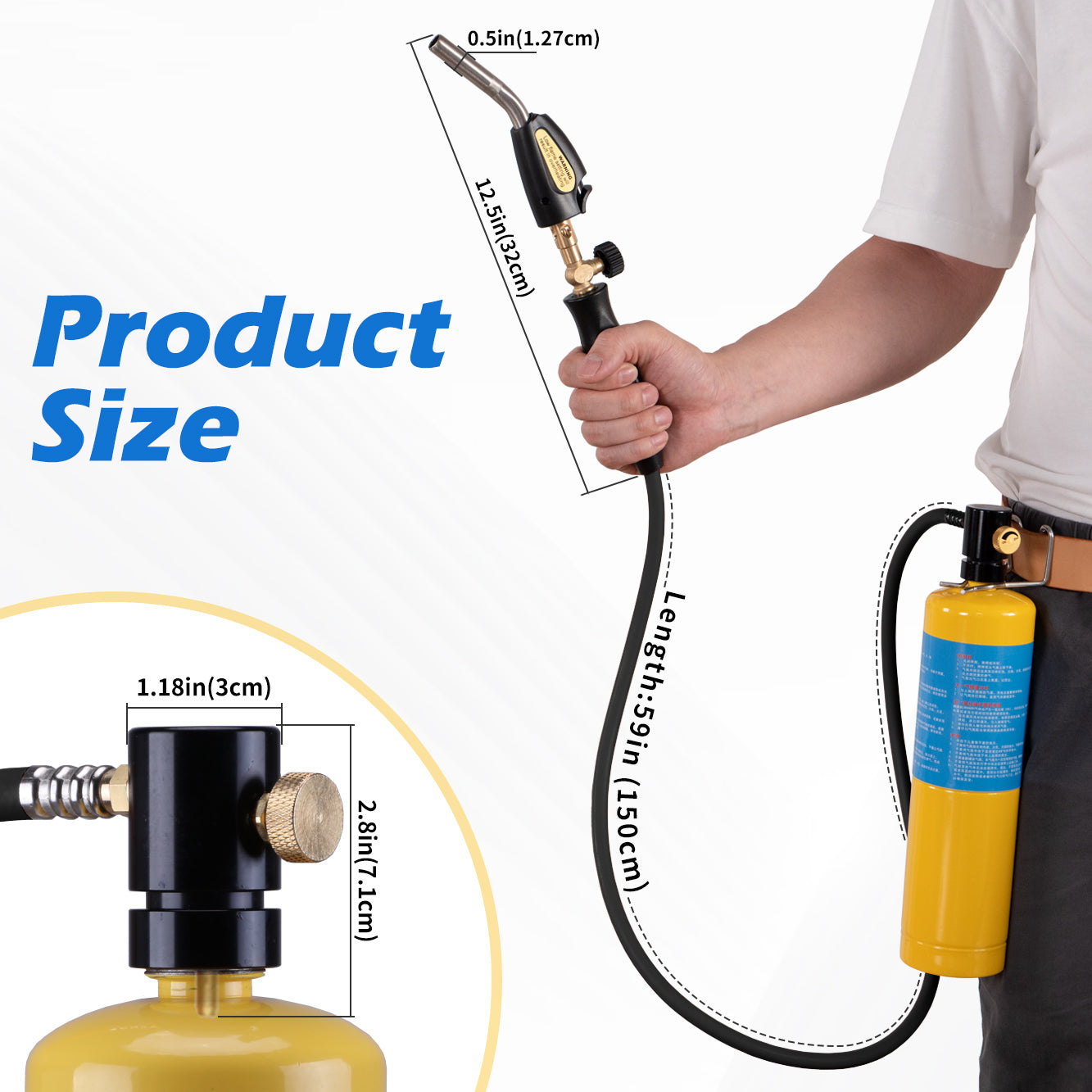 MAPP Gas Torch Kit with Igniter – High-Heat MAP Gas Torch for Soldering, Brazing, Welding – Compatible with Propane – Not Include Gas – Christmas Gift for DIYers, HVAC, Mechanics