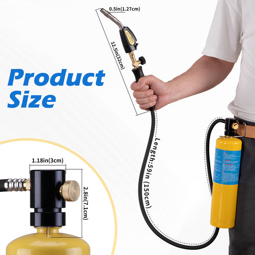 MAPP Gas Torch Kit with Igniter – High-Heat MAP Gas Torch for Soldering, Brazing, Welding – Compatible with Propane – Not Include Gas – Christmas Gift for DIYers, HVAC, Mechanics