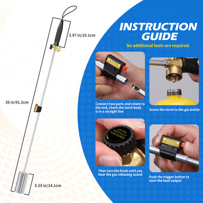 Tausom Heavy-Duty Propane Weed Burner | High-Heat Outdoor Torch for Weeding & Ice Melting