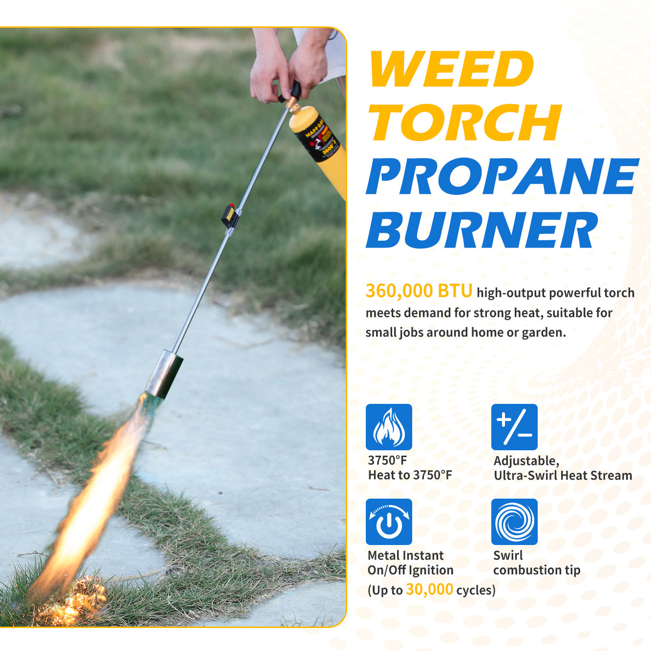 Heavy-Duty Propane Torch Weed Burner – High-Heat Outdoor Tool for Weeding, Ice Melting, Roofing – Great Christmas Gift for Dad & Gardeners