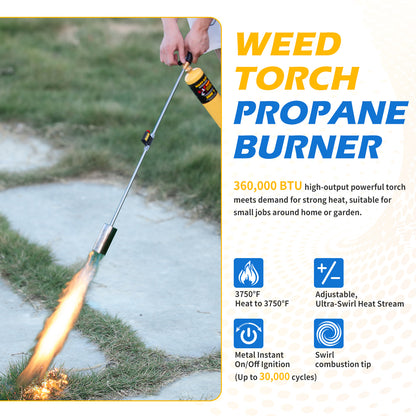 Tausom Heavy-Duty Propane Weed Burner | High-Heat Outdoor Torch for Weeding & Ice Melting